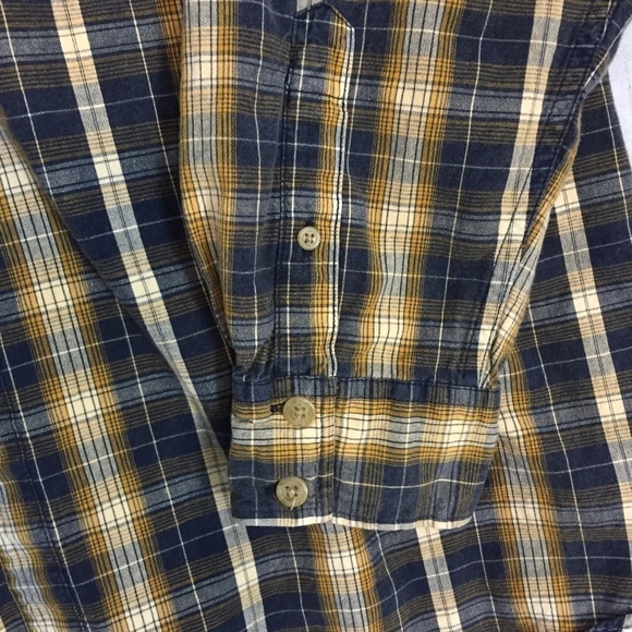 US Expedition Plaid Shirt Mens XL Long Sleeve Button Up Cotton Blue and Mustard - Picture 5 of 12